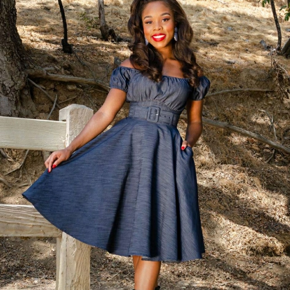 Nwt pinup couture light denim  Doris Skirt